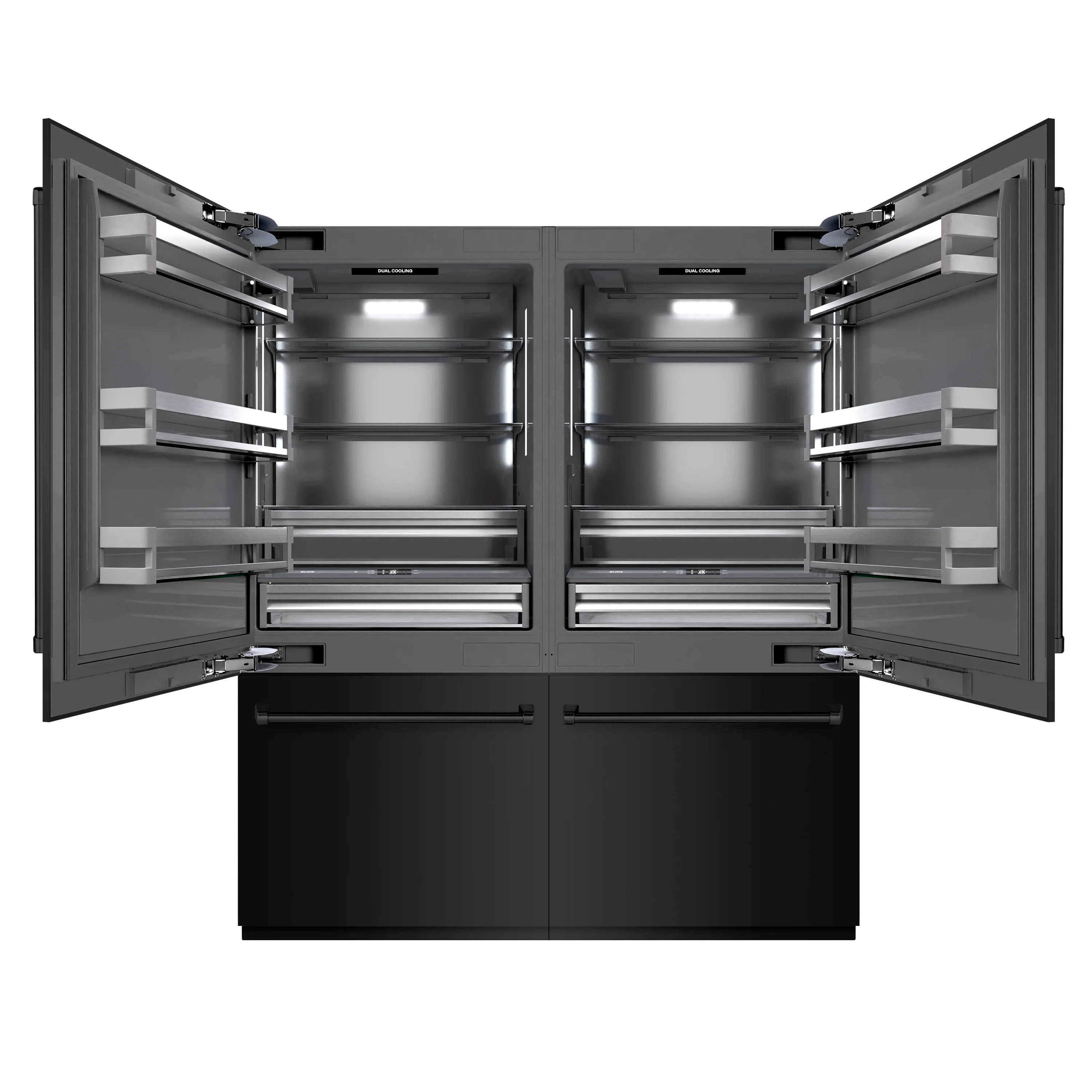 ZLINE 72 in. 39.6 cu. ft. French Door Built-In Bottom Freezer Refrigerator with Water Dispensers and Ice Makers in Black Stainless Steel with Graphite Gray Interior (GRBIT-BS-72) - Image 4
