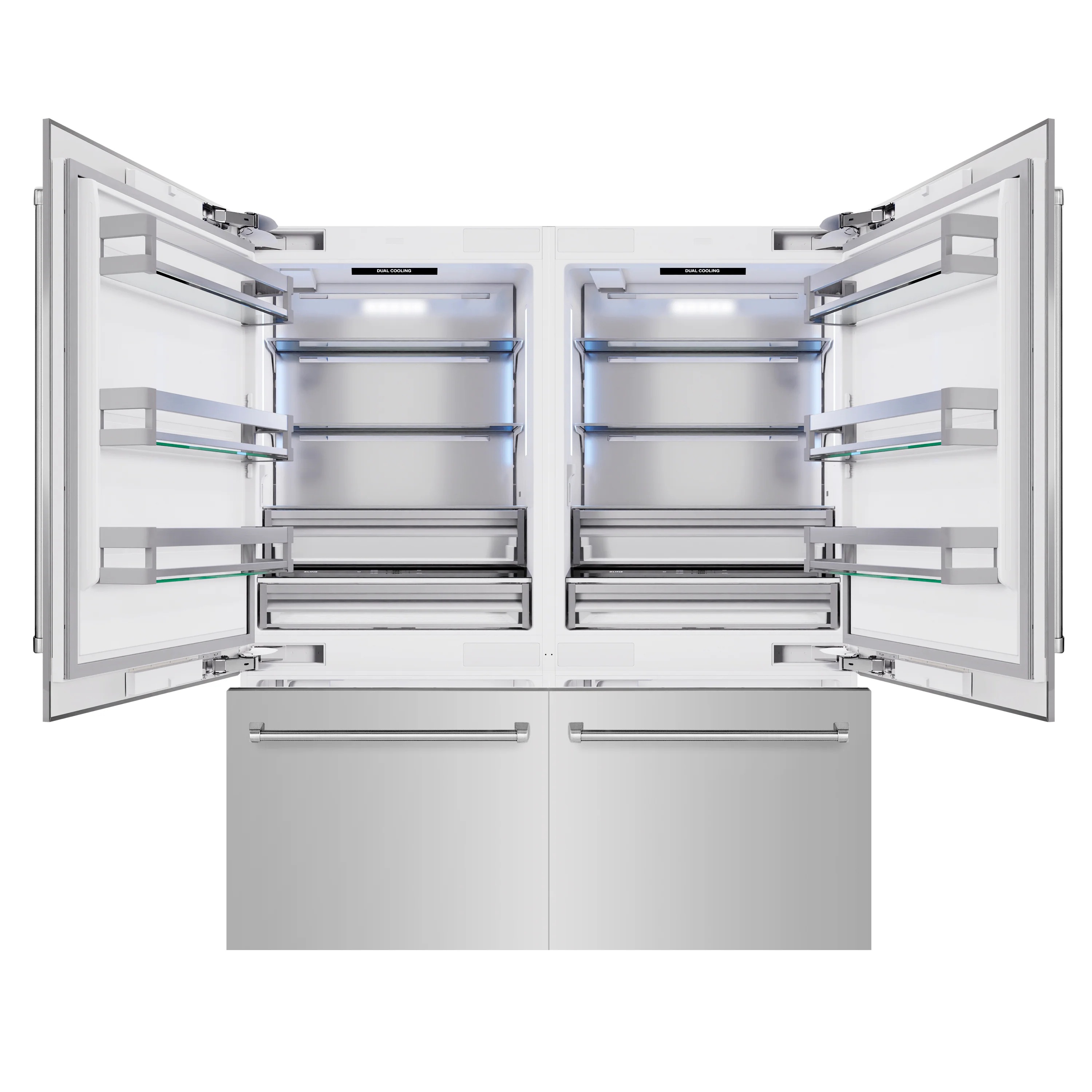 ZLINE 72 in. 39.6 cu. ft. French Door Built-In Bottom Freezer Refrigerator with Water Dispensers and Ice Makers in Stainless Steel (RBIT-304-72) - Image 3