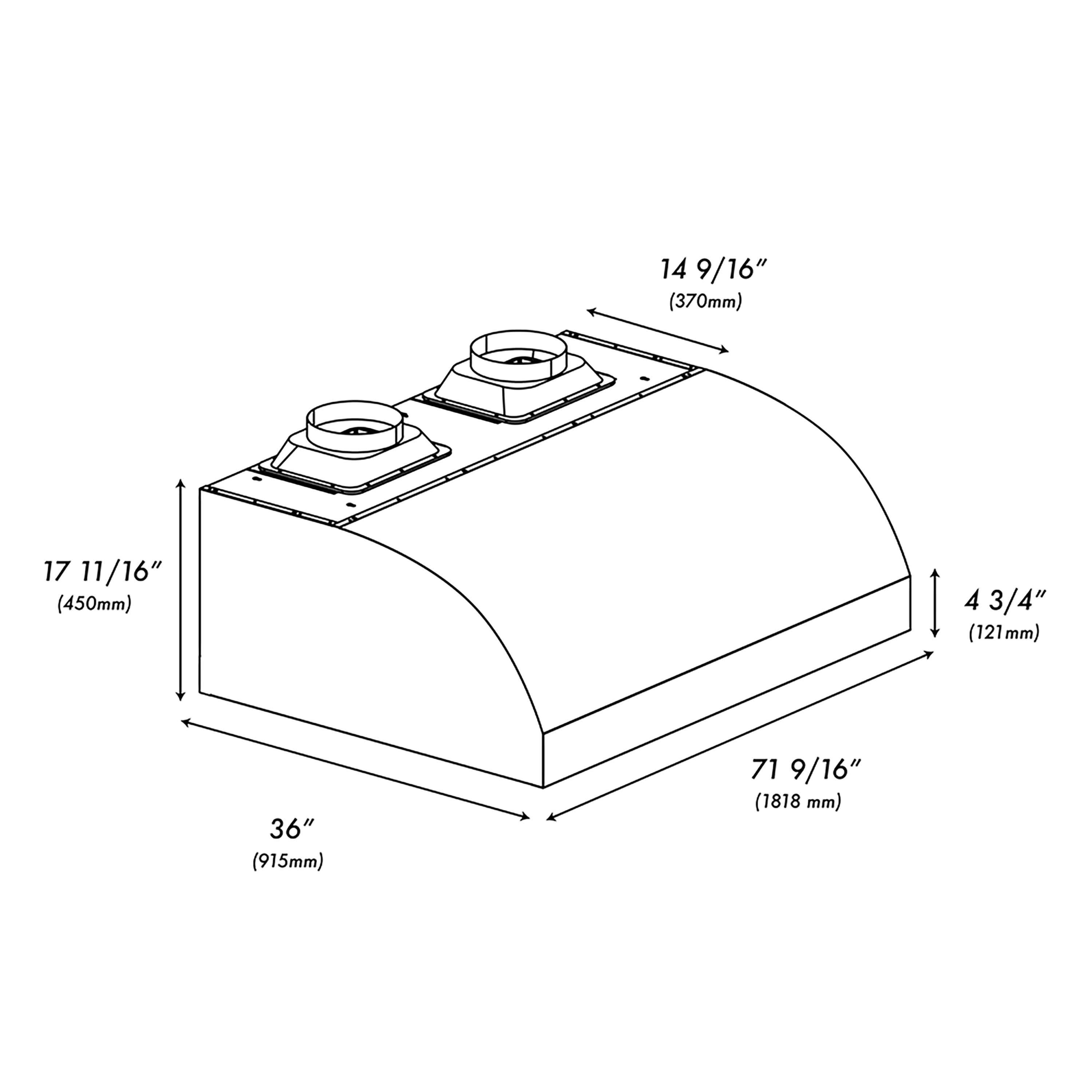 ZLINE 72 in. Under Cabinet Outdoor Grill Hood (GOU2-72) - Image 12