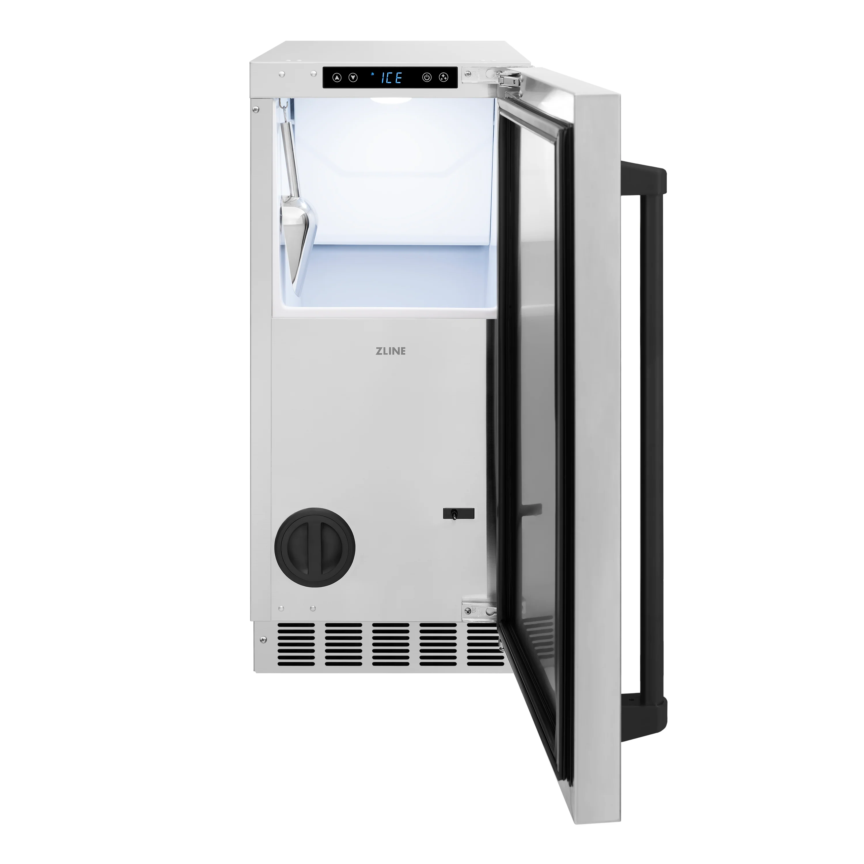 ZLINE Autograph Edition 15 in. Touchstone Clear Cube Ice Maker with Drain Pump and Solid Stainless Steel Door with Matte Black Handle (ICCDZ-ST-15-MB) - Image 7