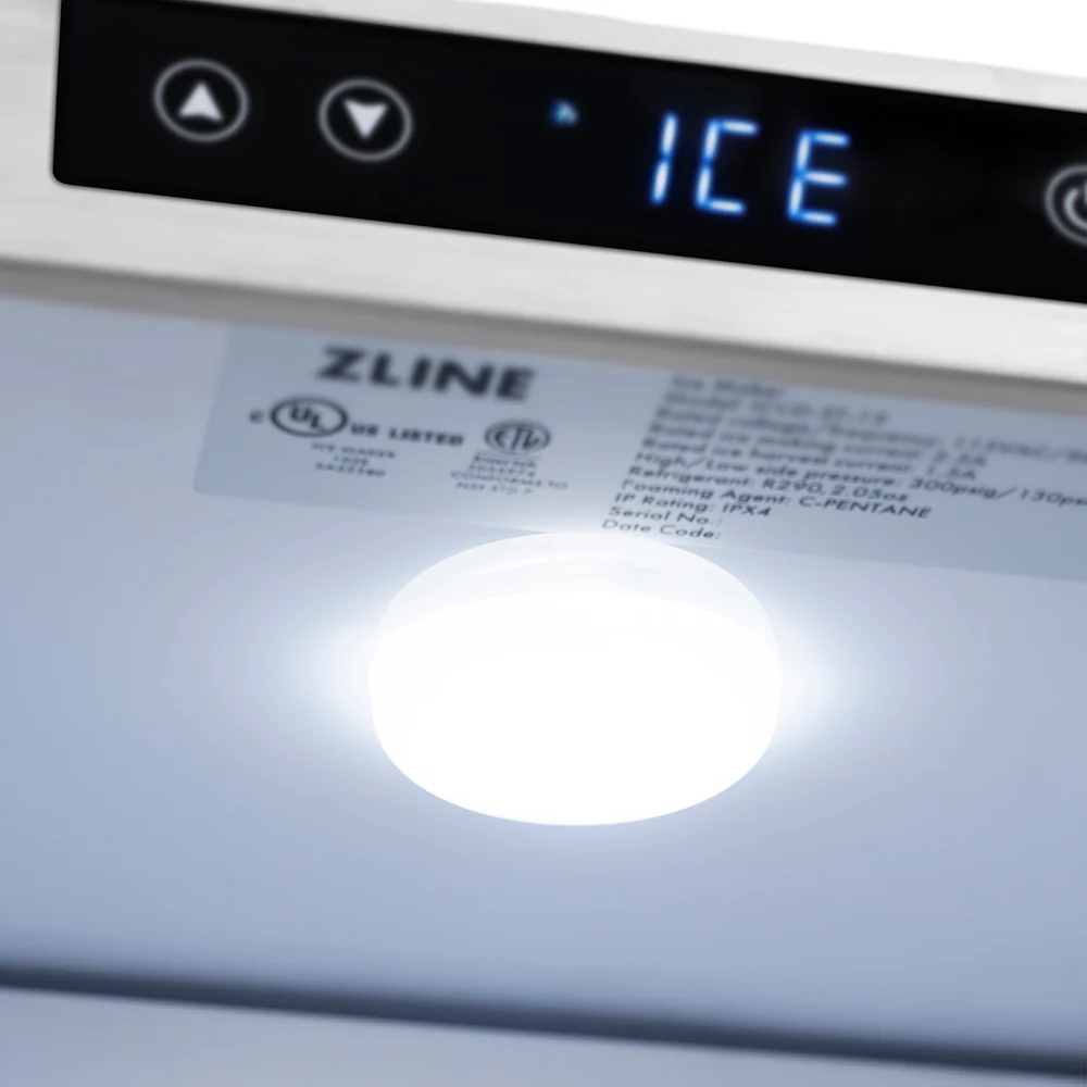 ZLINE Autograph Edition 15 in. Touchstone Clear Cube Ice Maker with Drain Pump and Solid Stainless Steel Door with Polished Nickel Helix Handle (ICCDZ-ST-15-KPN) - Image 6