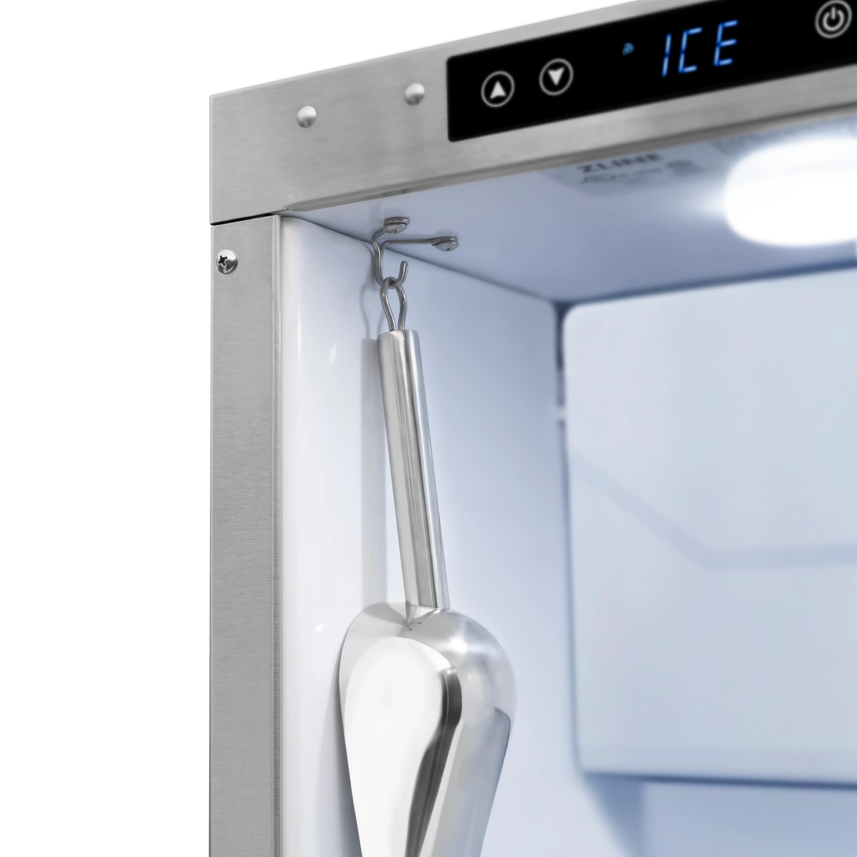 ZLINE Autograph Edition 15 in. Touchstone Clear Cube Ice Maker with Drain Pump and White Matte Door with Champagne Bronze Handle (ICCDZ-WM-15-CB) - Image 4