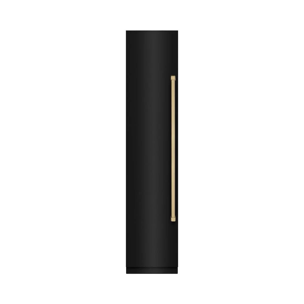 ZLINE Autograph Edition 18 in. 8.6 cu. ft. Left Hinge Column Freezer in Black Stainless Steel with Graphite Gray Interior and Champagne Bronze Accents (RCFVLZ-BS-18-CB) - Image 2