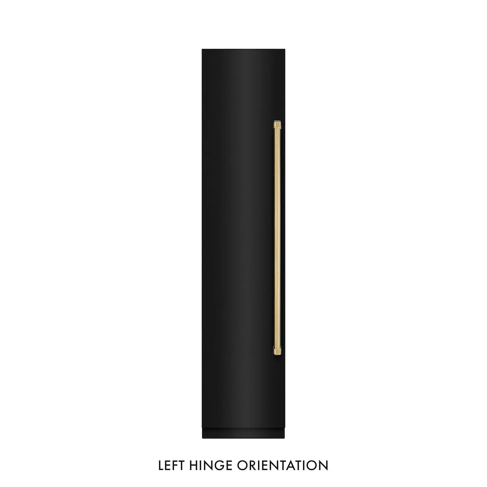 ZLINE Autograph Edition 18 in. 8.6 cu. ft. Left Hinge Column Freezer in Black Stainless Steel with Graphite Gray Interior and Polished Gold Accents (RCFVLZ-BS-18-G) - Image 4