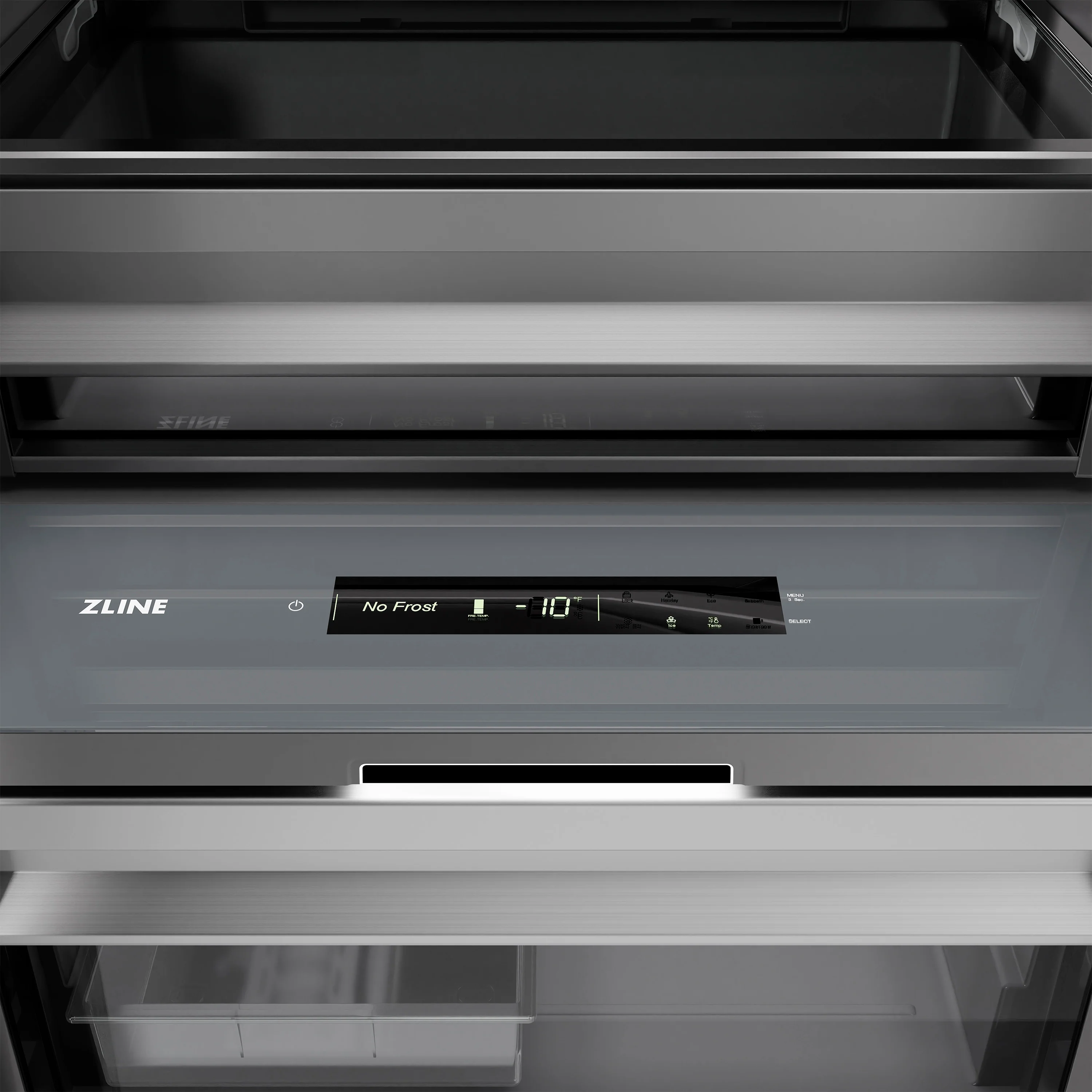 ZLINE Autograph Edition 18 in. 8.6 cu. ft. Left Hinge Column Freezer in Satin Stainless Steel with Graphite Gray Interior and Champagne Bronze Accents (RCFVLZ-SN-18-CB) - Image 18