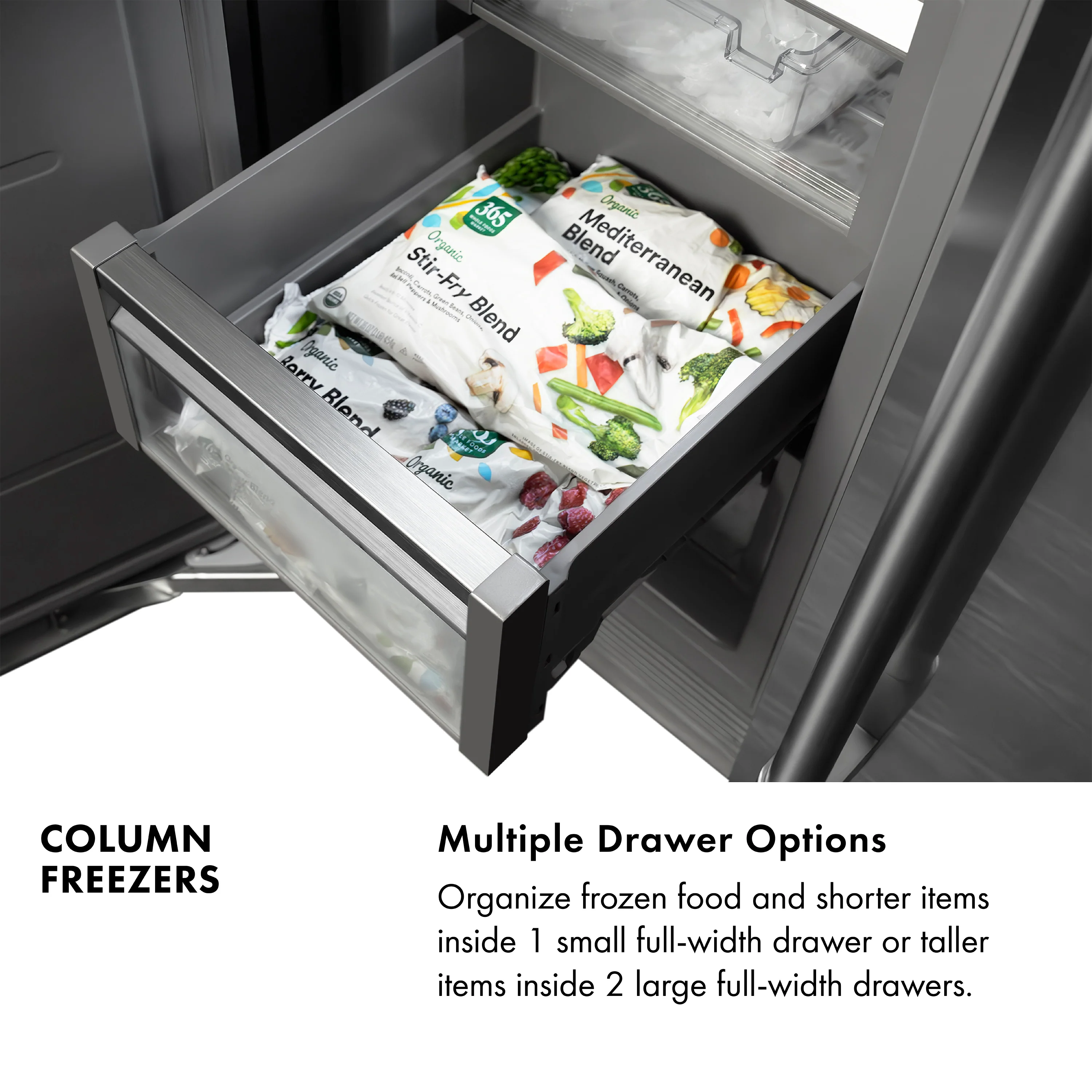 ZLINE Autograph Edition 18 in. 8.6 cu. ft. Left Hinge Column Freezer in Satin Stainless Steel with Graphite Gray Interior and Champagne Bronze Accents (RCFVLZ-SN-18-CB) - Image 19