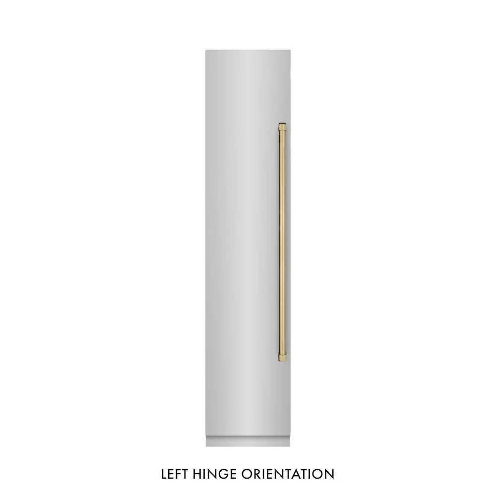 ZLINE Autograph Edition 18 in. 8.6 cu. ft. Left Hinge Column Freezer in Stainless Steel with Graphite Gray Interior and Champagne Bronze Accents (RCFVLZ-30418-CB) - Image 4