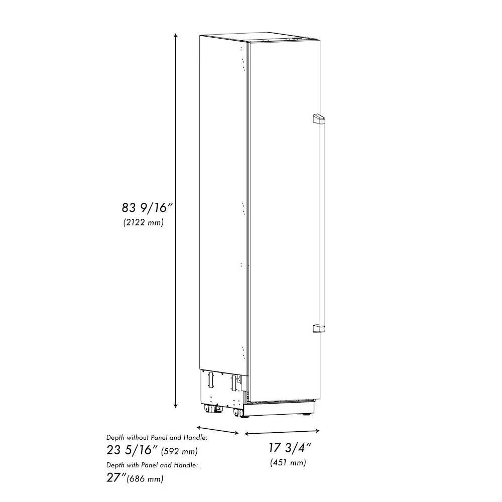 ZLINE Autograph Edition 18 in. 8.6 cu. ft. Left Hinge Column Freezer in Stainless Steel with Graphite Gray Interior and Matte Black Accents (RCFVLZ-30418-MB) - Image 13