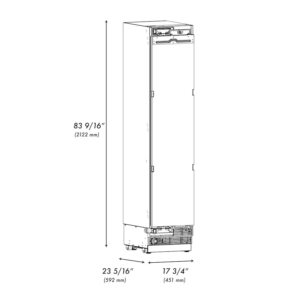 ZLINE Autograph Edition 18 in. 8.6 cu. ft. Panel Ready Left Hinge Column Freezer with Graphite Gray Interior and Polished Gold Accents (RBCFVLZ-18-G) - Image 15