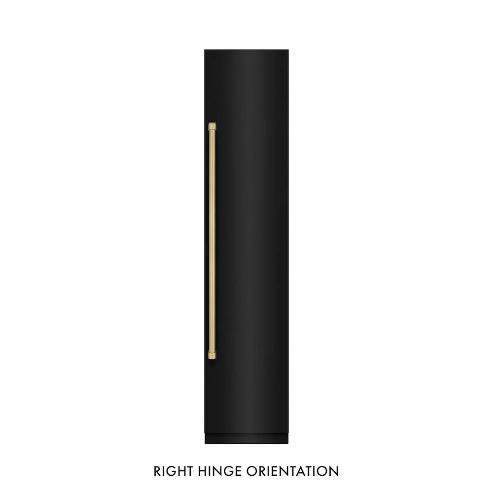 ZLINE Autograph Edition 18 in. 8.6 cu. ft. Right Hinge Column Freezer in Black Stainless Steel with Graphite Gray Interior and Champagne Bronze Accents (RCFVRZ-BS-18-CB) - Image 4
