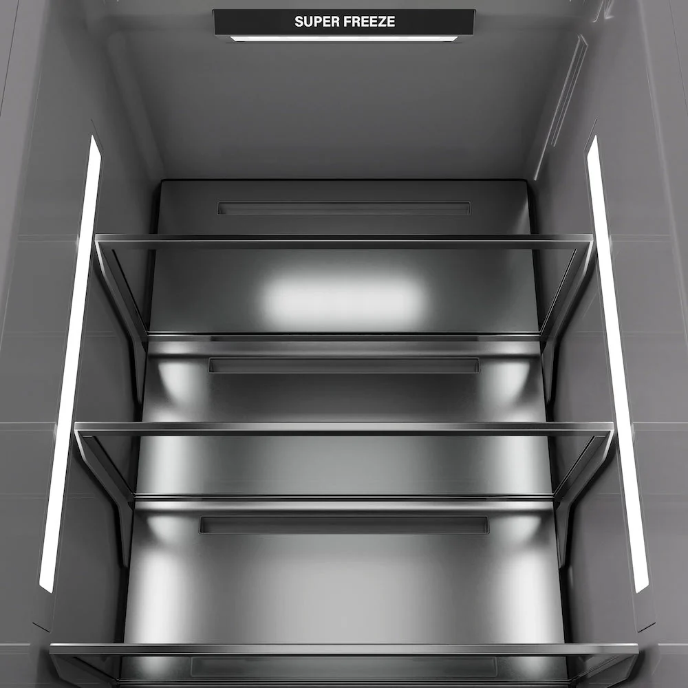 ZLINE Autograph Edition 18 in. 8.6 cu. ft. Right Hinge Column Freezer in Stainless Steel with Graphite Gray Interior and Matte Black Accents (RCFVRZ-30418-MB) - Image 8