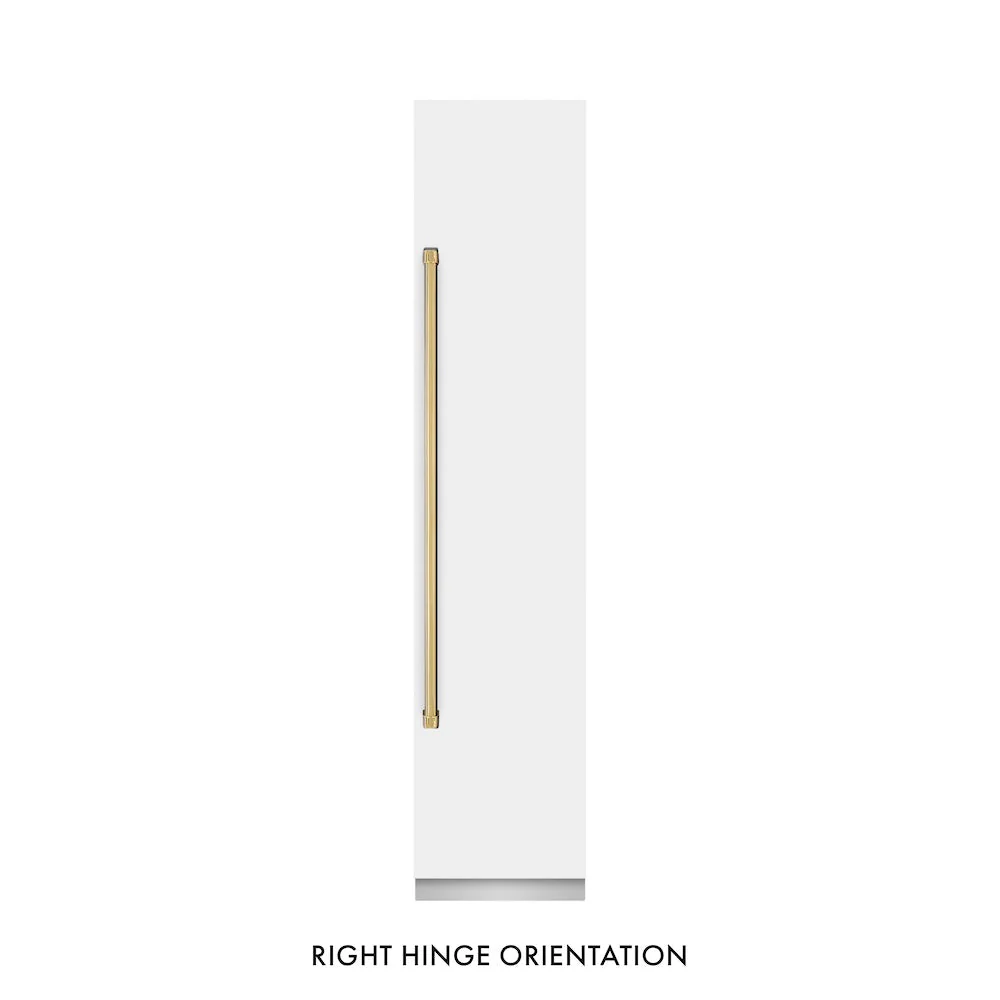 ZLINE Autograph Edition 18 in. 8.6 cu. ft. Right Hinge Column Freezer in White Matte with Graphite Gray Interior and Polished Gold Accents (RCFVRZ-WM-18-G) - Image 4