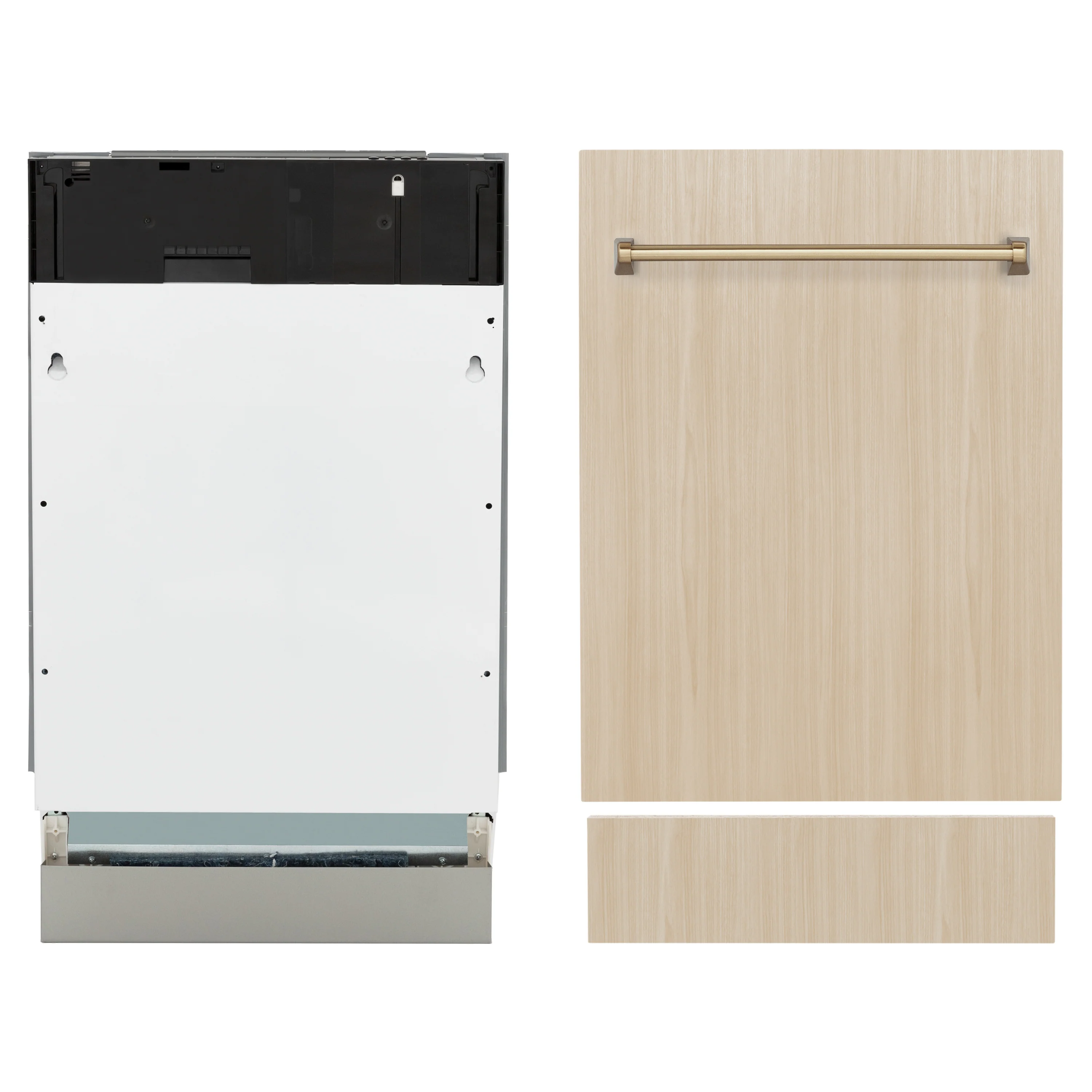 ZLINE Autograph Edition 18” Tallac Series 3rd Rack Top Control Dishwasher in Custom Panel Ready with Champagne Bronze Handle, 51dBa (DWVZ-18-CB) - Image 3