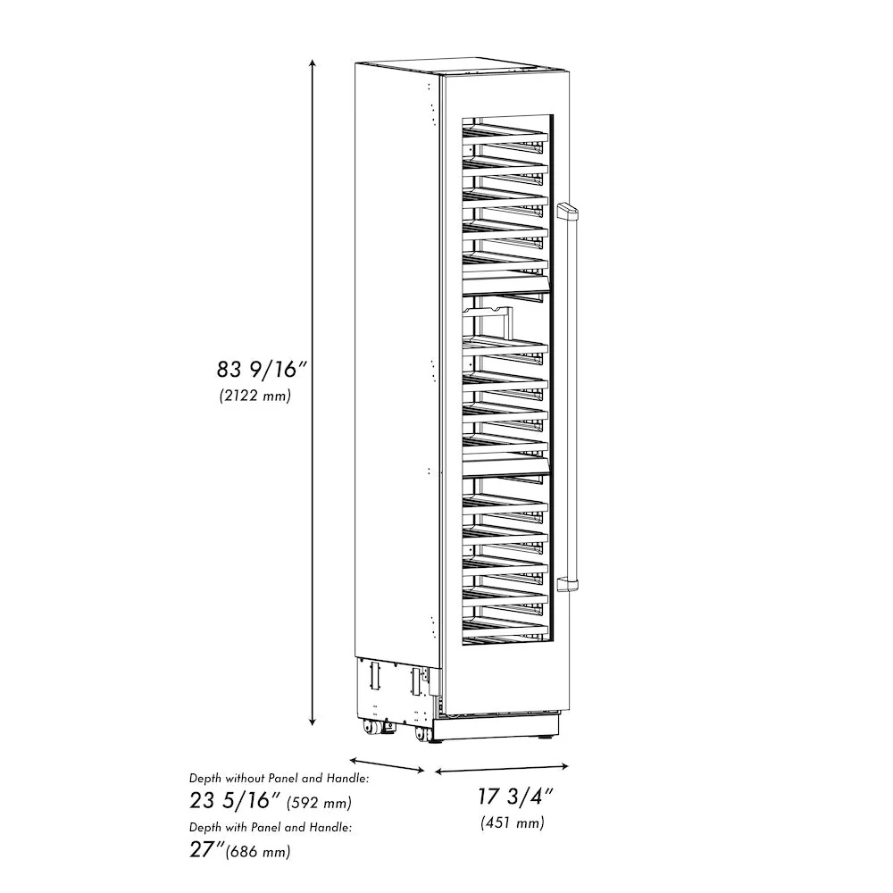 ZLINE Autograph Edition 18 in. 9.0 cu. ft. Triple Zone 68 Bottle Left Hinge Column Wine Cooler in Stainless Steel with Polished Gold Accents (RCWVLZ-30418-G) - Image 10
