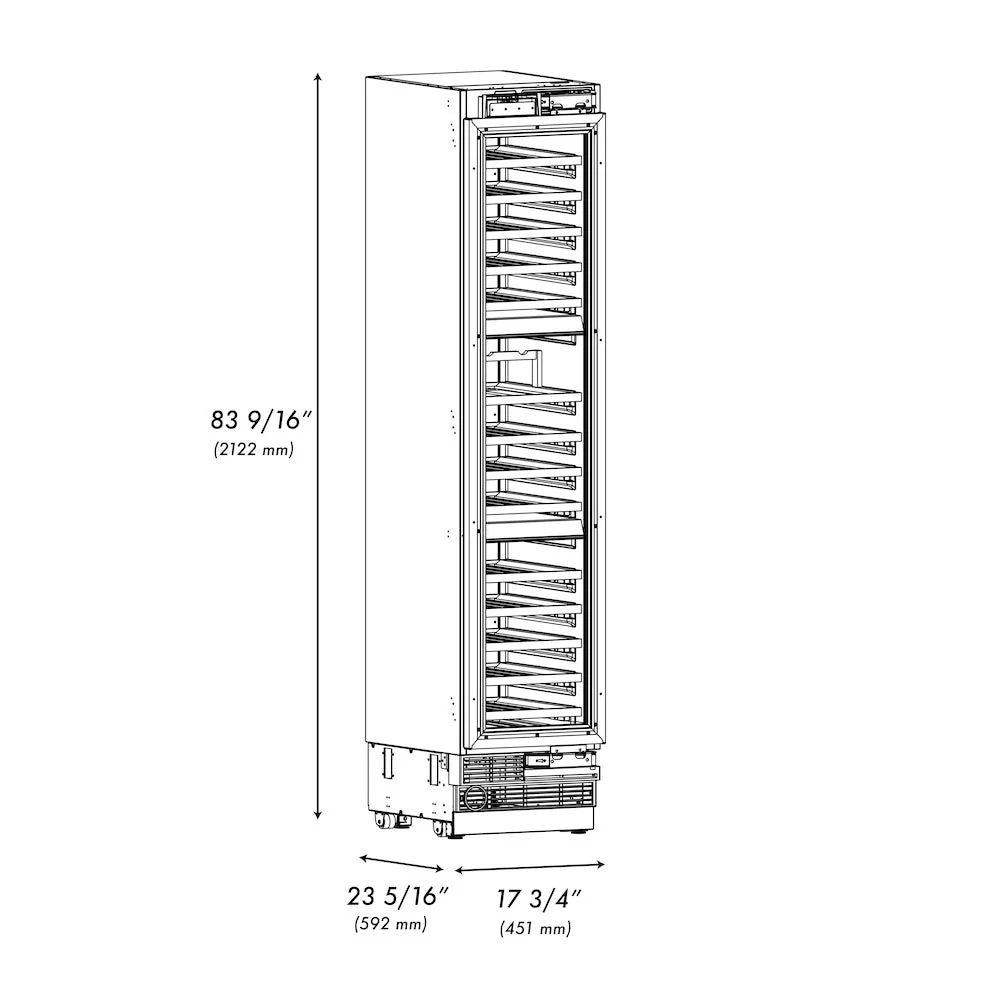 ZLINE Autograph Edition 18 in. 9.0 cu. ft. Triple Zone 68 Bottle Panel Ready Left Hinge Column Wine Cooler with Champagne Bronze Accents (RBCWVLZ-18-CB) - Image 13