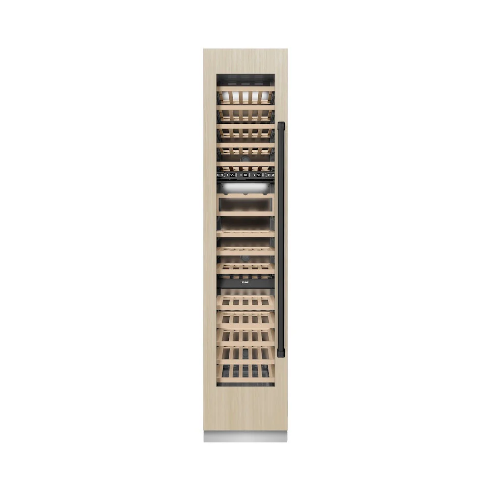 ZLINE Autograph Edition 18 in. 9.0 cu. ft. Triple Zone 68 Bottle Panel Ready Left Hinge Column Wine Cooler with Matte Black Accents (RBCWVLZ-18-MB) - Image 8