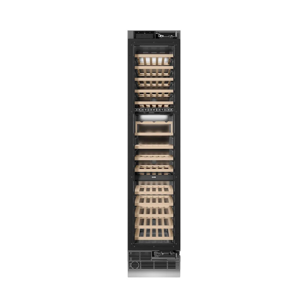 ZLINE Autograph Edition 18 in. 9.0 cu. ft. Triple Zone 68 Bottle Panel Ready Right Hinge Column Wine Cooler with Matte Black Accents (RBCWVRZ-18-MB) - Image 6