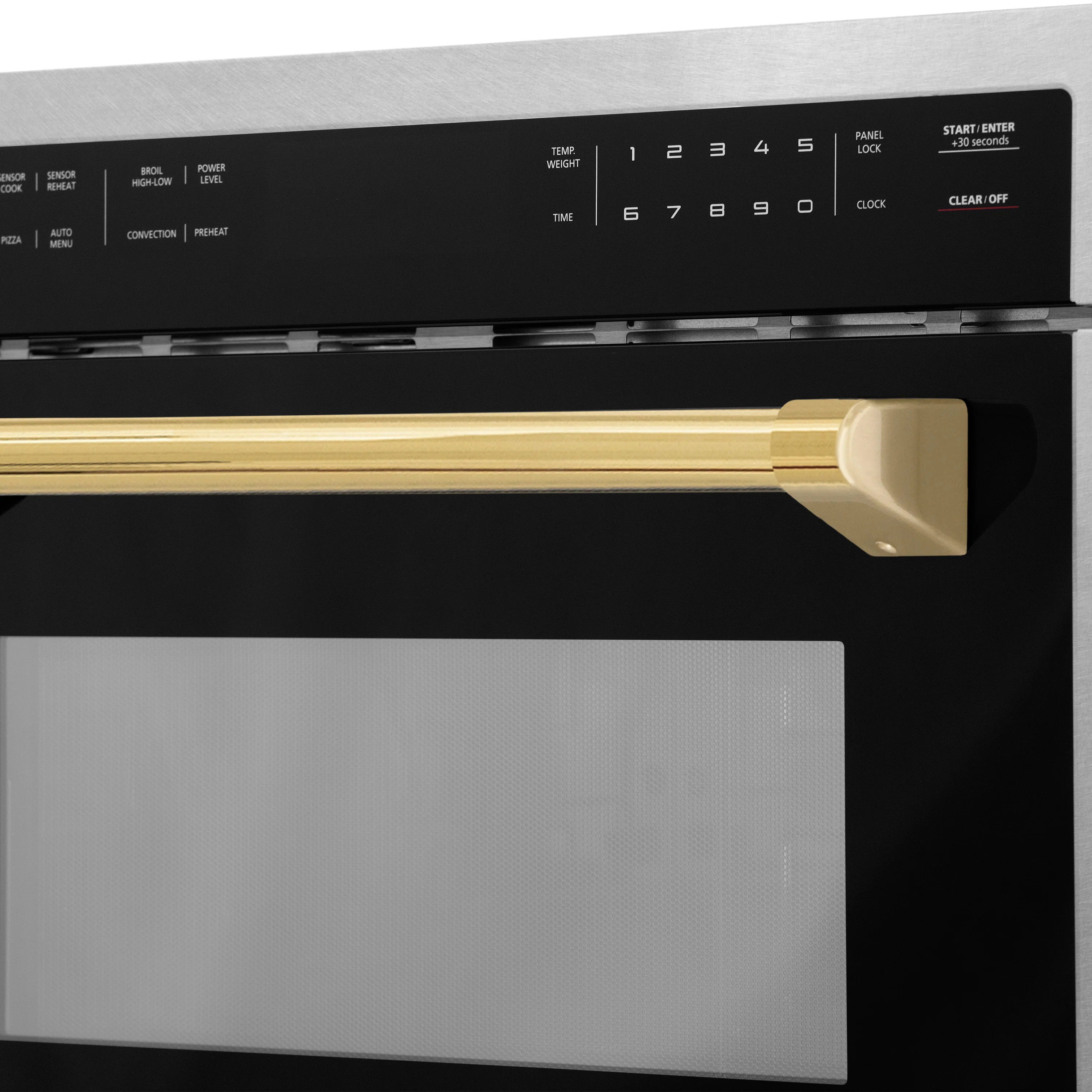 ZLINE Autograph Edition 24 in. 1.6 cu ft. Built-in Convection Microwave Oven in Satin Stainless Steel with Polished Gold Accents (MWOZ-24-SS-G) - Image 8