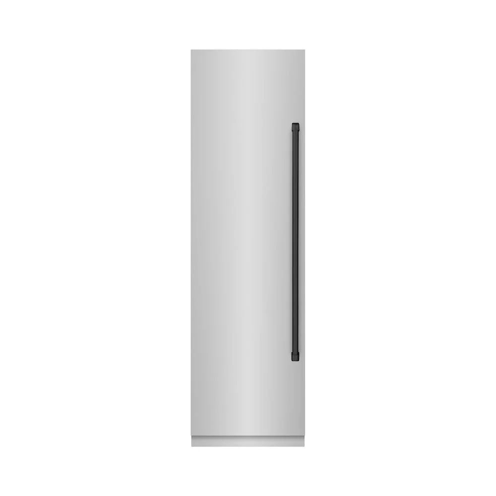 ZLINE Autograph Edition 24 in. 12.4 cu. ft. Column Freezer in Stainless Steel with Graphite Gray Interior and Matte Black Accents (RCFVZ-304-24-MB) - Image 2