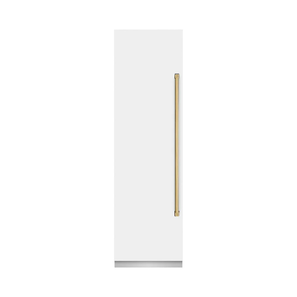 ZLINE Autograph Edition 24 in. 12.4 cu. ft. Column Freezer in White Matte with Graphite Gray Interior and Polished Gold Accents (RCFVZ-WM-24-G) - Image 2