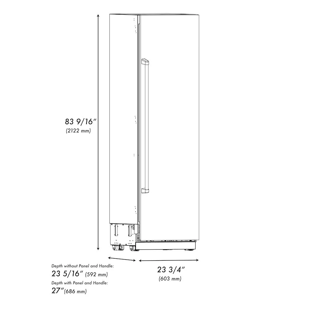 ZLINE Autograph Edition 24 in. 12.5 cu. ft. Column Refrigerator in Satin Stainless Steel with Graphite Gray Interior and Matte Black Accents (RCRVZ-SN-24-MB) - Image 11