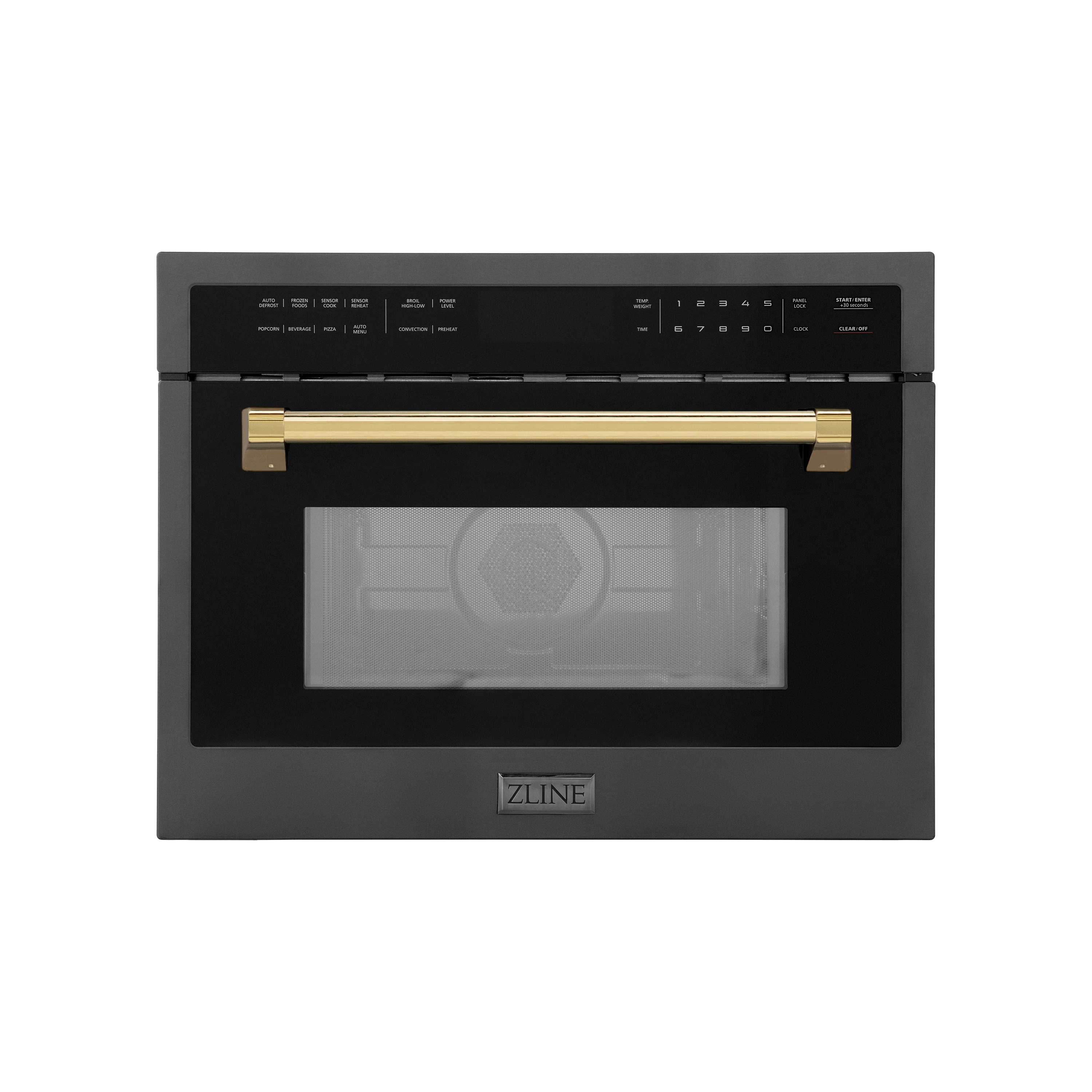 ZLINE Autograph Edition 24" 1.6 cu ft. Built-in Convection Microwave Oven in Black Stainless Steel and Polished Gold  Accents (MWOZ-24-BS-G) - Image 3