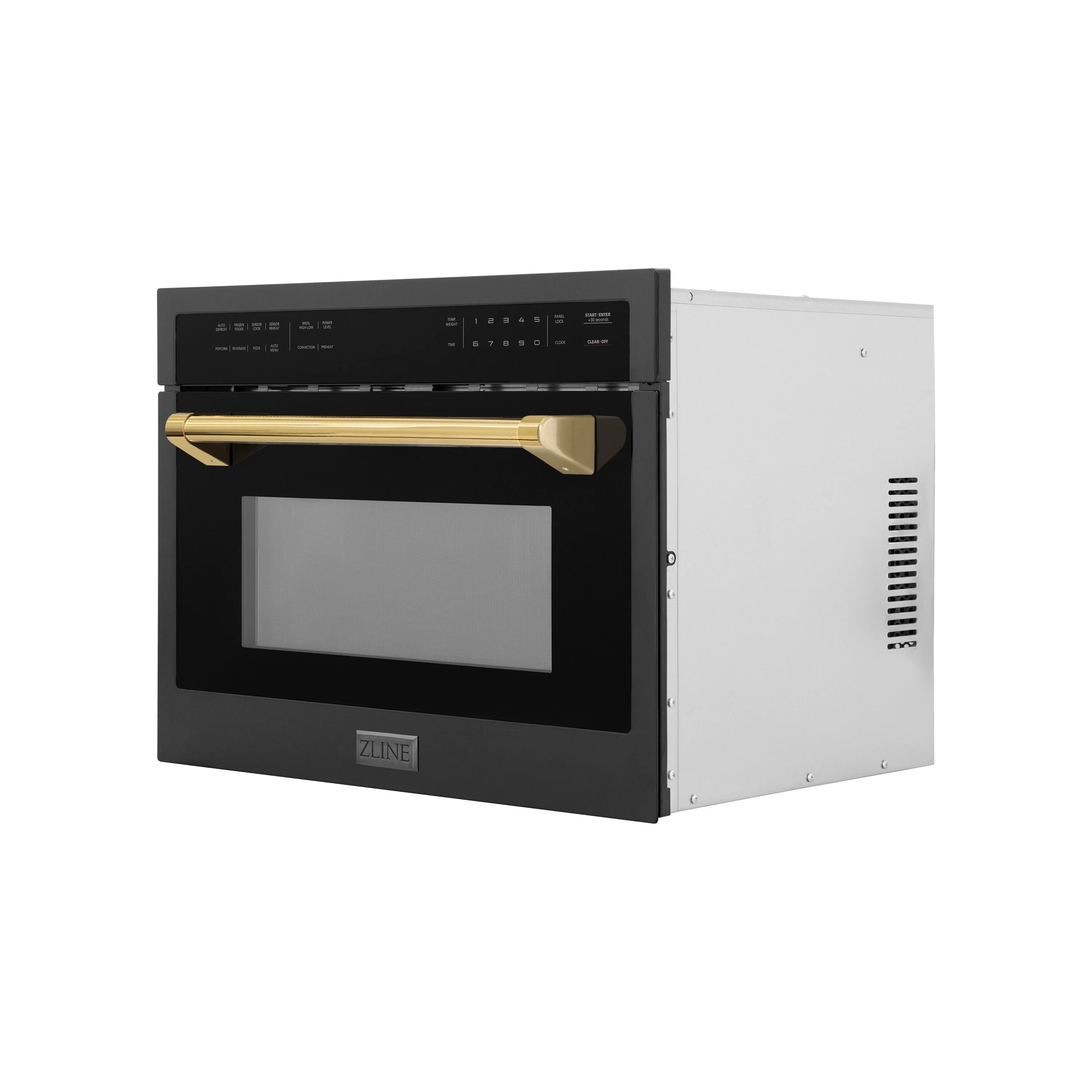 ZLINE Autograph Edition 24" 1.6 cu ft. Built-in Convection Microwave Oven in Black Stainless Steel and Polished Gold  Accents (MWOZ-24-BS-G) - Image 5