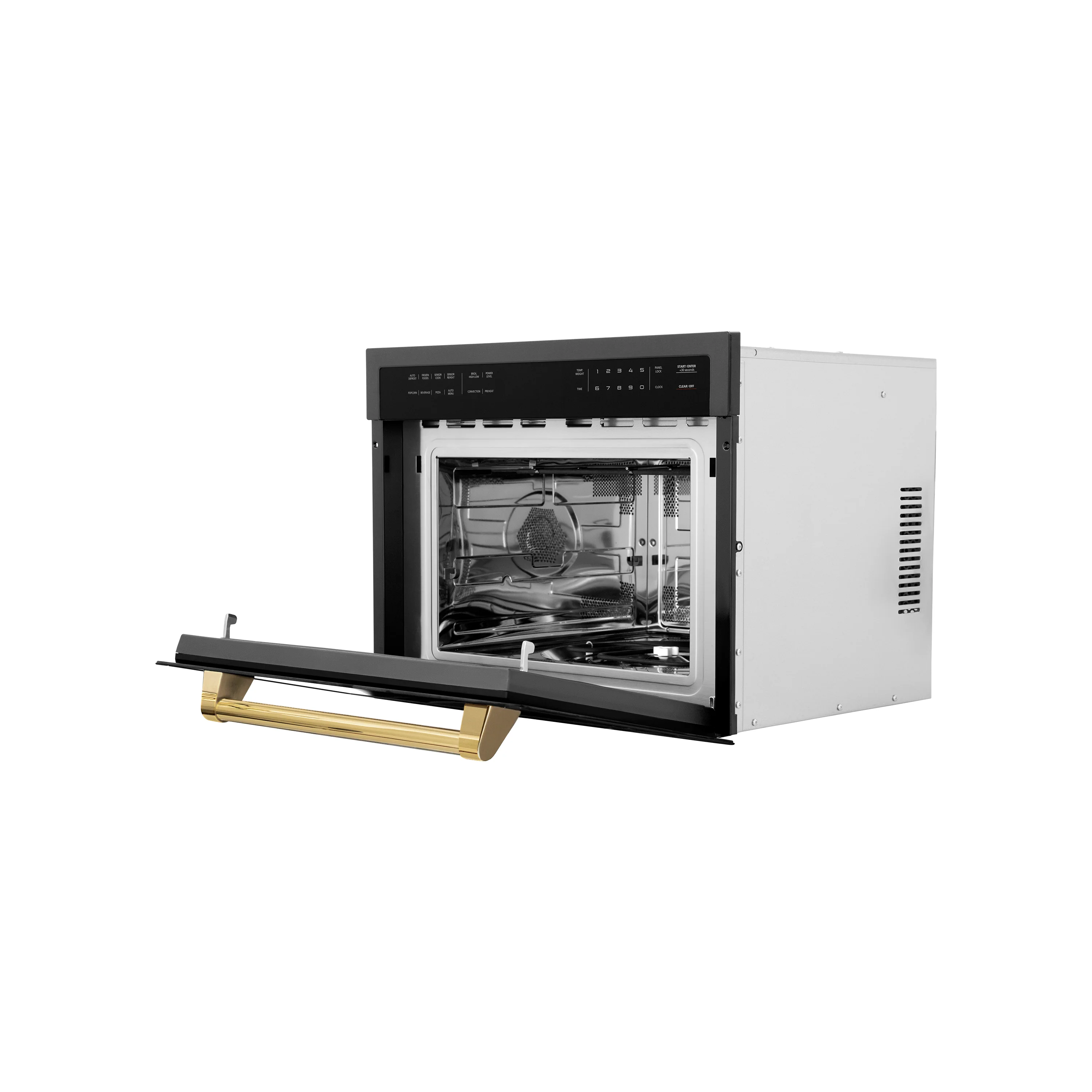 ZLINE Autograph Edition 24" 1.6 cu ft. Built-in Convection Microwave Oven in Black Stainless Steel and Polished Gold  Accents (MWOZ-24-BS-G) - Image 6