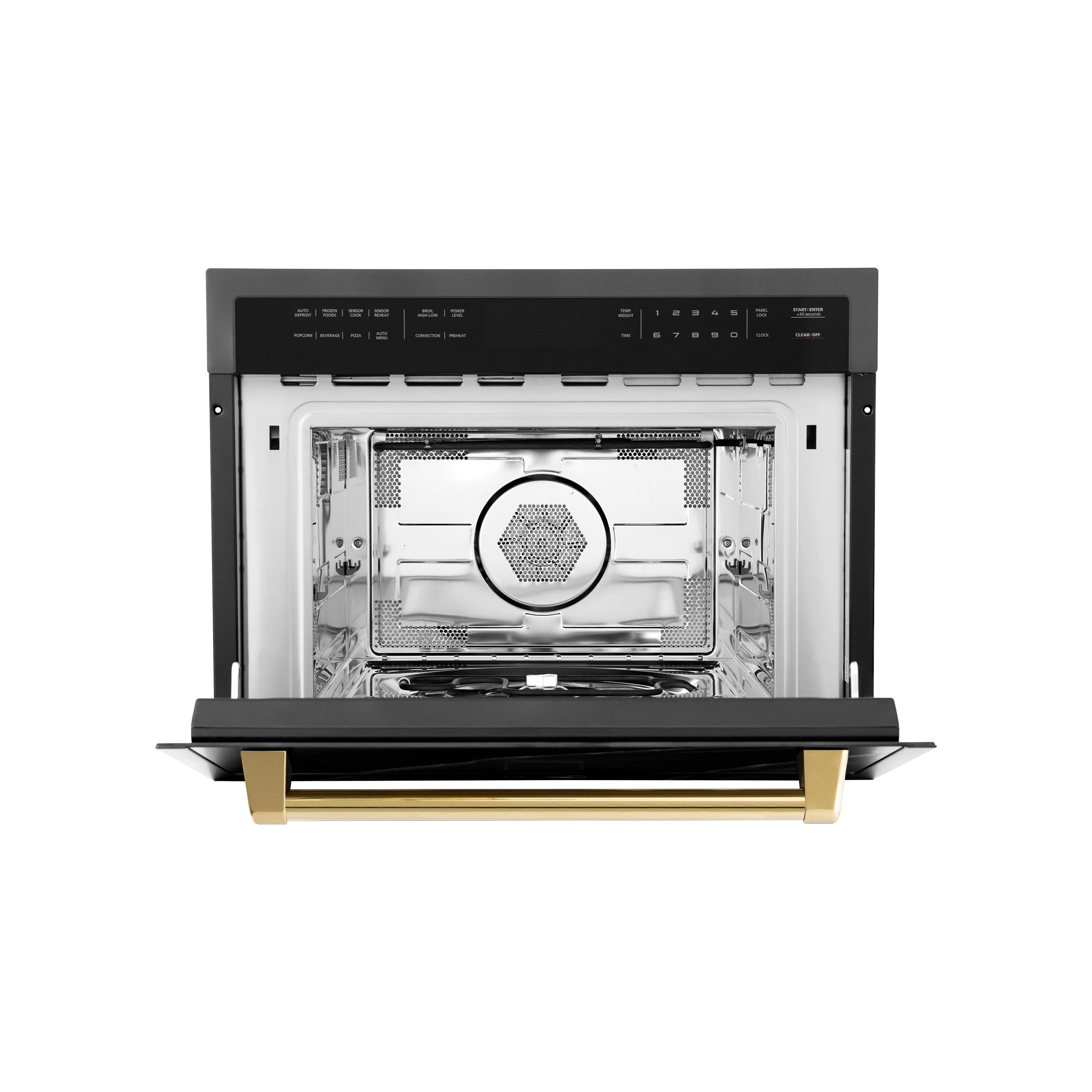 ZLINE Autograph Edition 24" 1.6 cu ft. Built-in Convection Microwave Oven in Black Stainless Steel and Polished Gold  Accents (MWOZ-24-BS-G) - Image 7