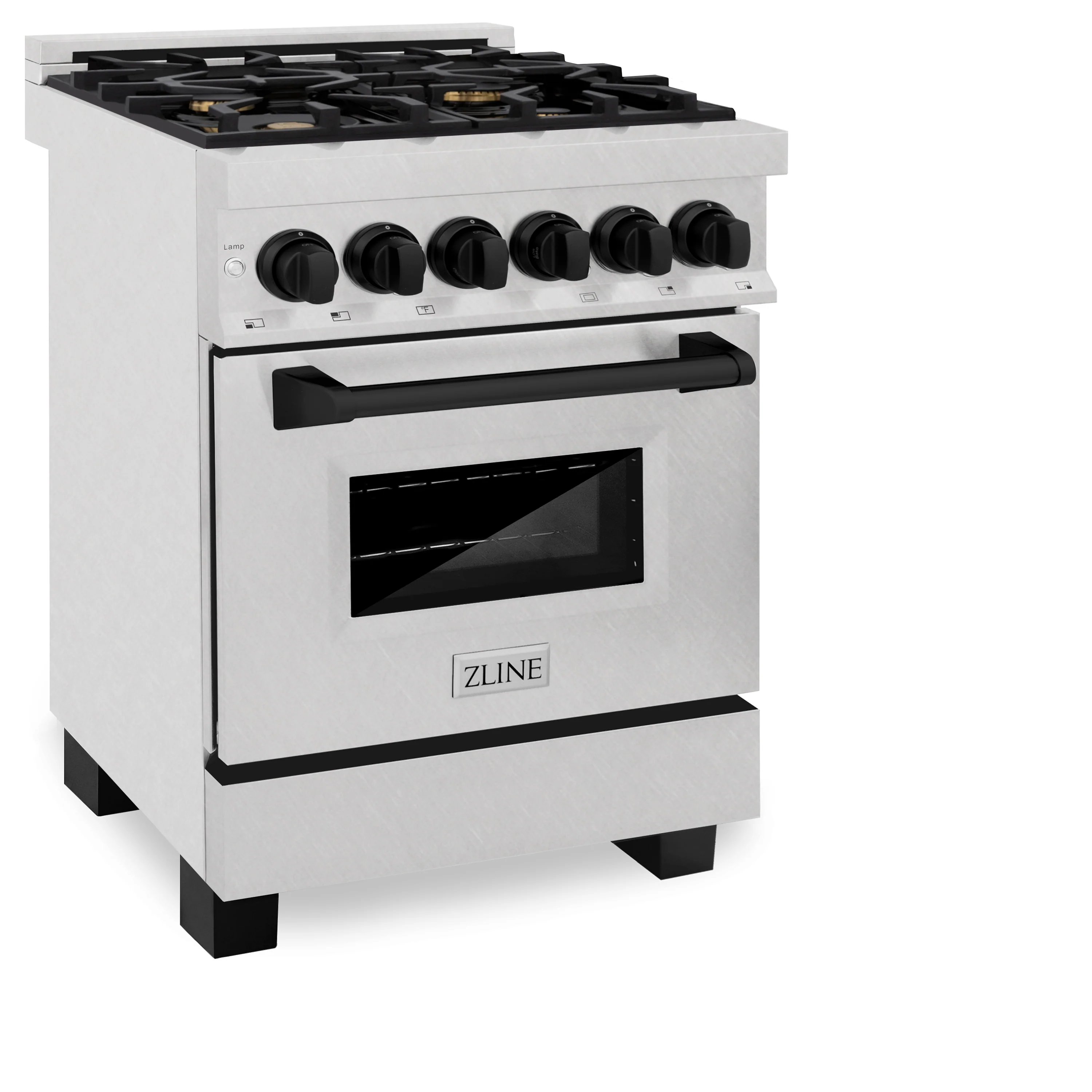 ZLINE Autograph Edition 24 in. 2.8 cu. ft. Legacy Dual Fuel Range with 4 Burner Gas Cooktop and Electric Convection Oven in Satin Stainless Steel and Matte Black Accents (RASZ-SN-24-MB)