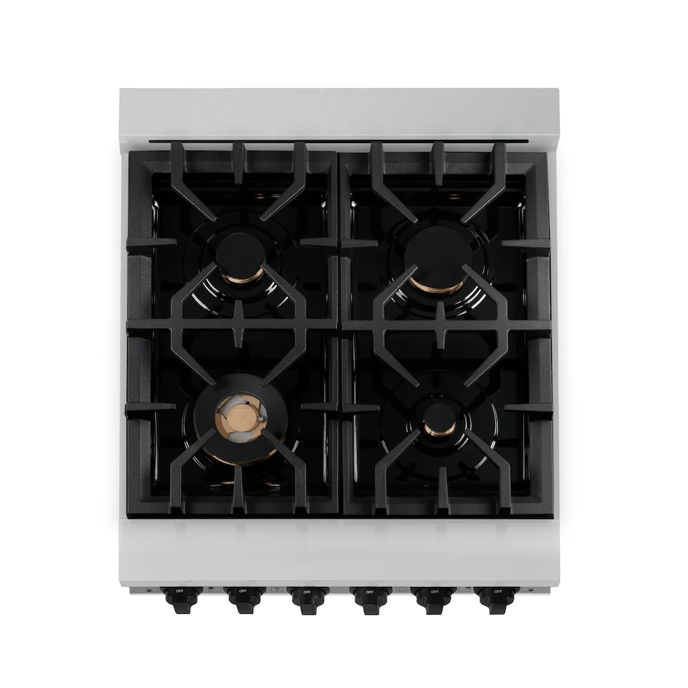 ZLINE Autograph Edition 24 in. 2.8 cu. ft. Legacy Dual Fuel Range with 4 Burner Gas Cooktop and Electric Convection Oven in Stainless Steel and Matte Black Accents, Open Box-Great Condition - Image 2