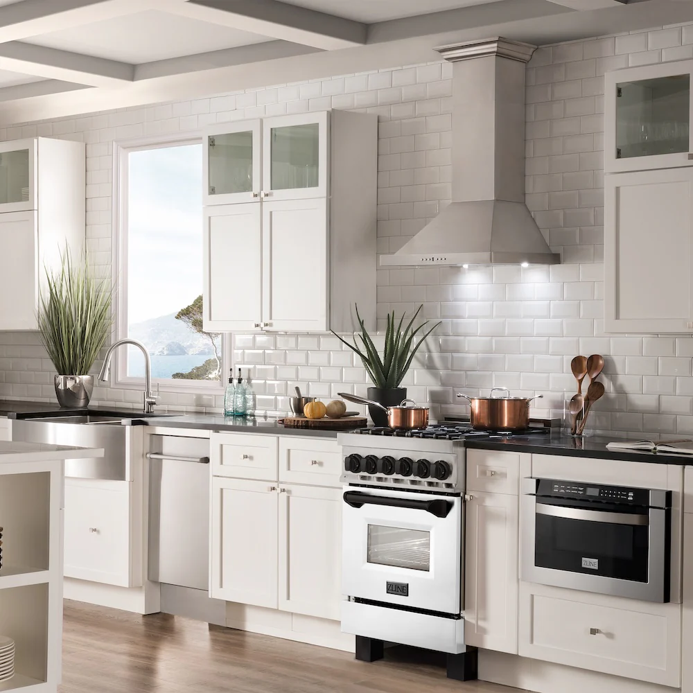 ZLINE Autograph Edition 24 in. 2.8 cu. ft. Legacy Dual Fuel Range with 4 Burner Gas Cooktop and Electric Convection Oven in Stainless Steel with White Matte Door and Matte Black Accents, Open Box-Great Condition - Image 21