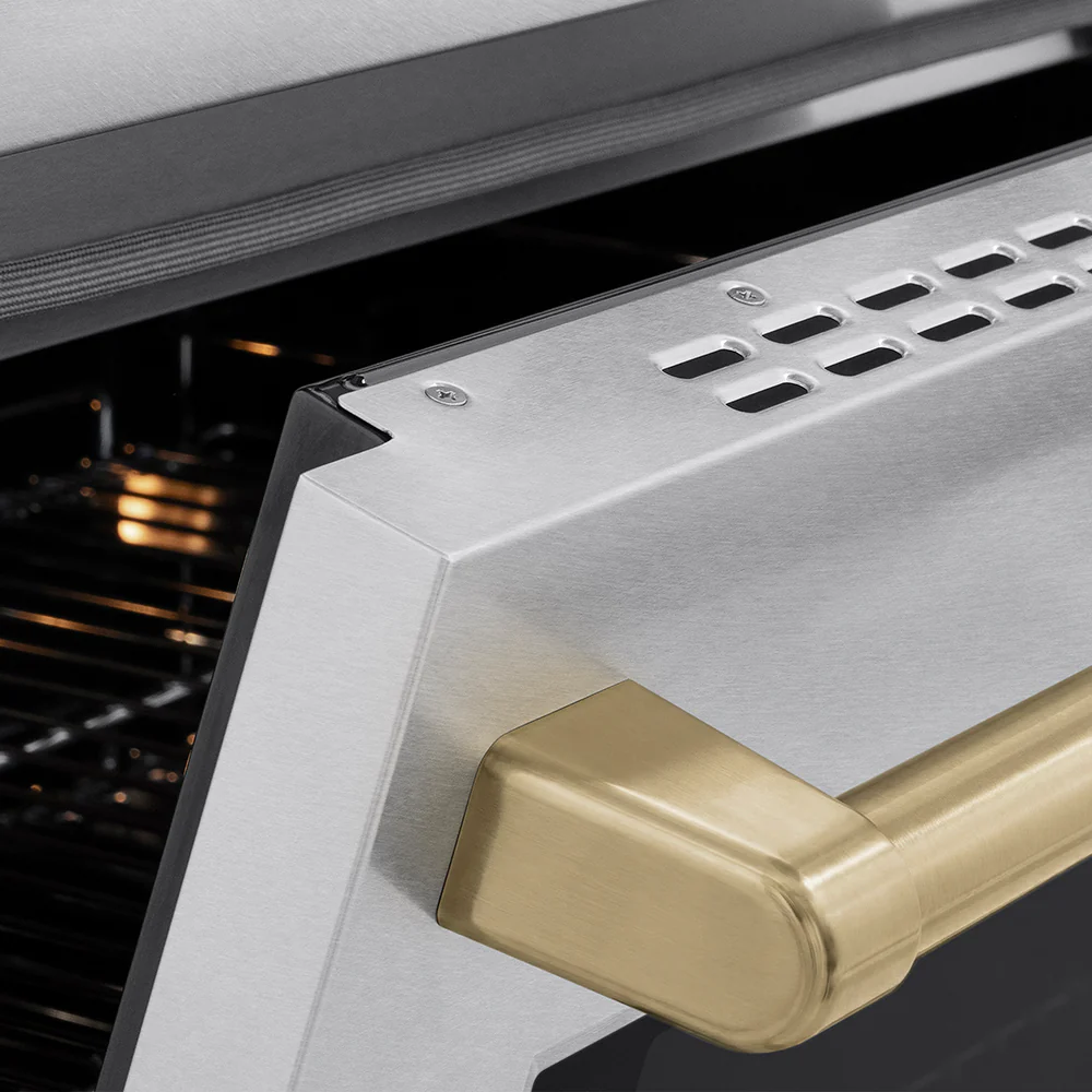 ZLINE Autograph Edition 24 in. 3.2 cu. ft. Paramount Induction Range with 3 Element Cooktop and Electric Convection Oven in Satin Stainless Steel with Champagne Bronze Accents (SINRSZ-24-CB) - Image 7