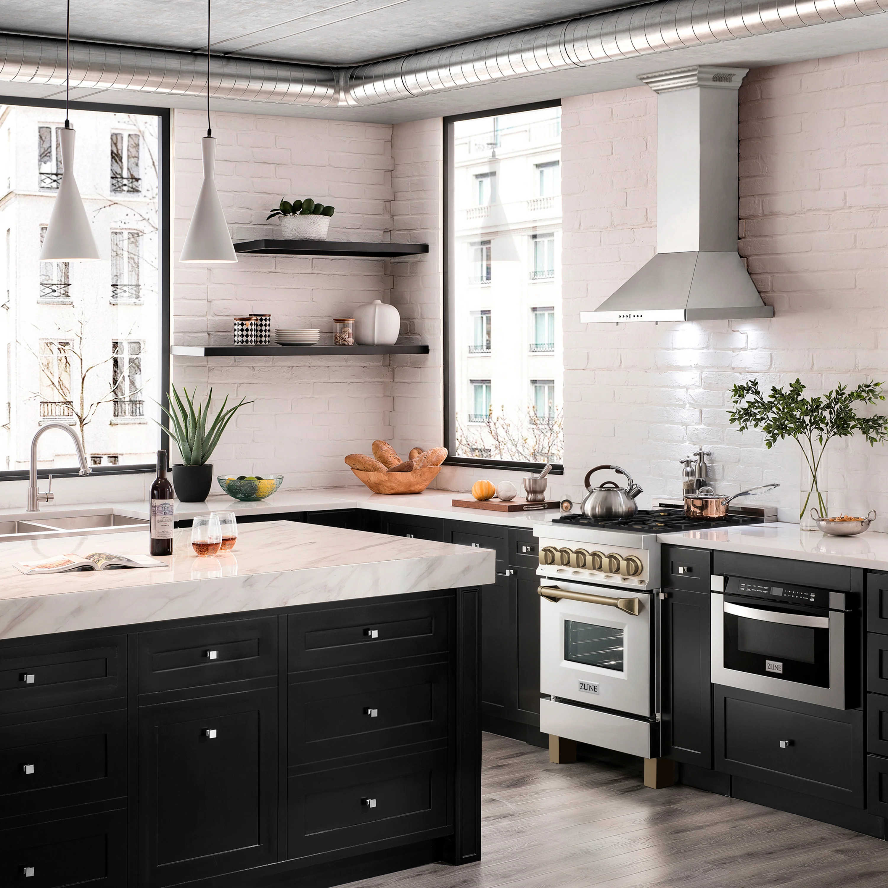 ZLINE Autograph Edition 24 in. 2.8 cu. ft. Legacy Dual Fuel Range with 4 Burner Gas Cooktop and Electric Convection Oven in Stainless Steel and Champagne Bronze Accents (RAZ-24-CB) - Image 2