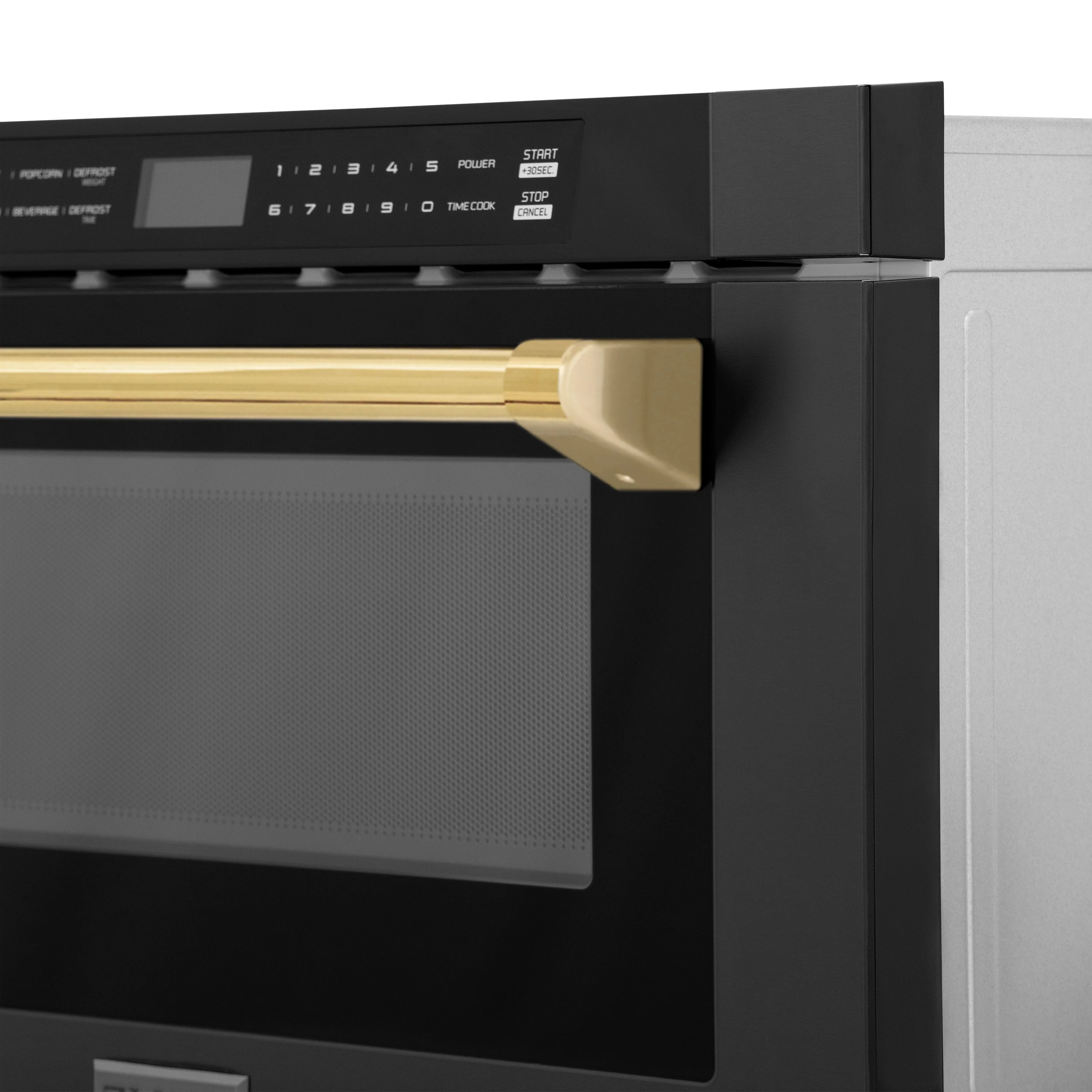 ZLINE Autograph Edition 24" 1.2 cu. ft. Built-in Microwave Drawer in Black Stainless Steel and Polished Gold  Accents (MWDZ-1-BS-H-G) - Image 3
