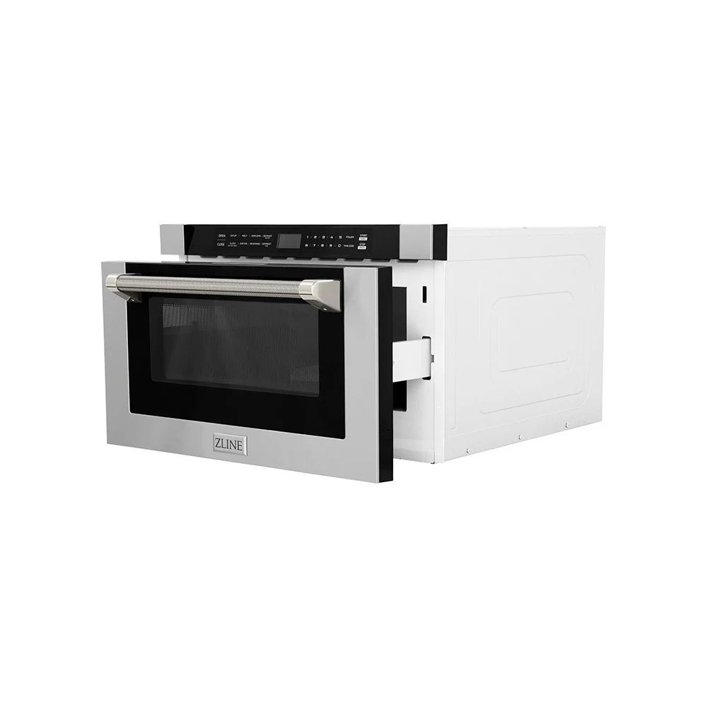 ZLINE Autograph Edition 24 in. 1.2 cu. ft. Built-in Microwave Drawer in Stainless Steel and Polished Nickel Helix Handle (MWDZ-1-H-KPN) - Image 4