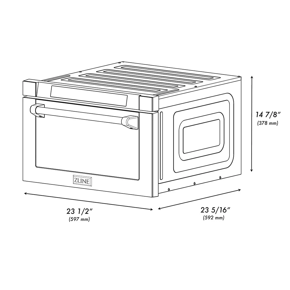 ZLINE Autograph Edition 24 in. 1.2 cu. ft. Built-in Microwave Drawer in Stainless Steel and Polished Nickel Helix Handle (MWDZ-1-H-KPN) - Image 9