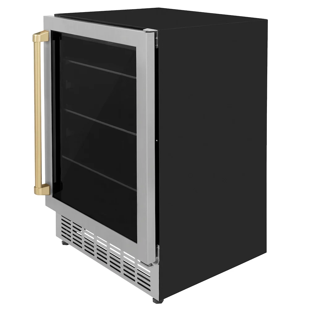 ZLINE Autograph Edition 24 in. Monument 154 Can Beverage Fridge in Stainless Steel with Champagne Bronze Accents (RBVZ-US-24-CB) - Image 6