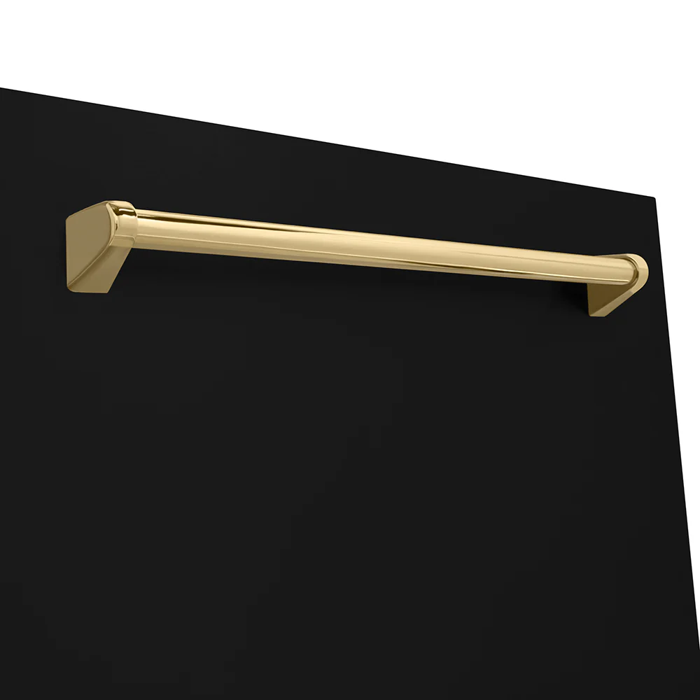 ZLINE Autograph Edition 24 in. Monument Series 3rd Rack Dishwasher with Auto Door Open Drying, 44dBa, Black Matte Panel with Polished Gold Handle (DWMTZ-BLM-24-G) - Image 9