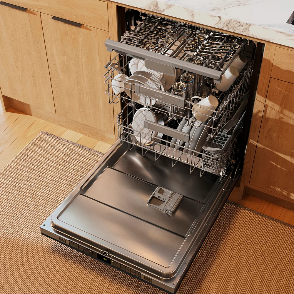 ZLINE Autograph Edition 24 in. Monument Series 3rd Rack Dishwasher with Auto Door Open Drying, 44dBa, Black Stainless Steel Panel with Champagne Bronze Helix Handle (DWMTZ-BS-24-KCB) - Image 21