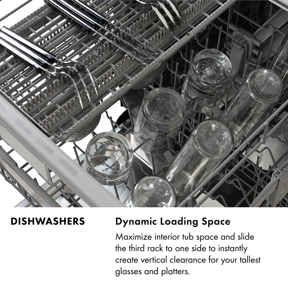 ZLINE Autograph Edition 24 in. Monument Series 3rd Rack Dishwasher with Auto Door Open Drying, 44dBa, Panel Ready with Champagne Bronze Handle (DWMTZ-24-CB) - Image 5