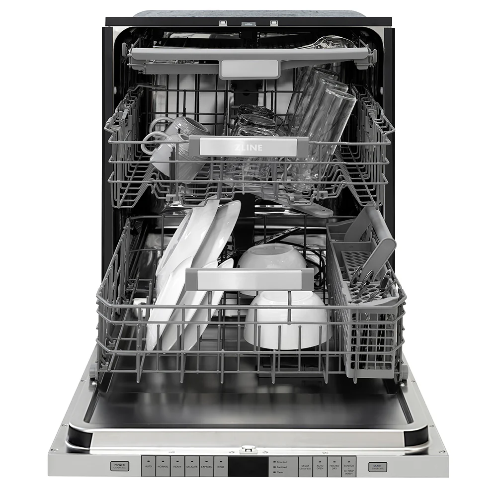 ZLINE Autograph Edition 24 in. Monument Series 3rd Rack Dishwasher with Auto Door Open Drying, 44dBa, Panel Ready with Matte Black Handle (DWMTZ-24-MB) - Image 11