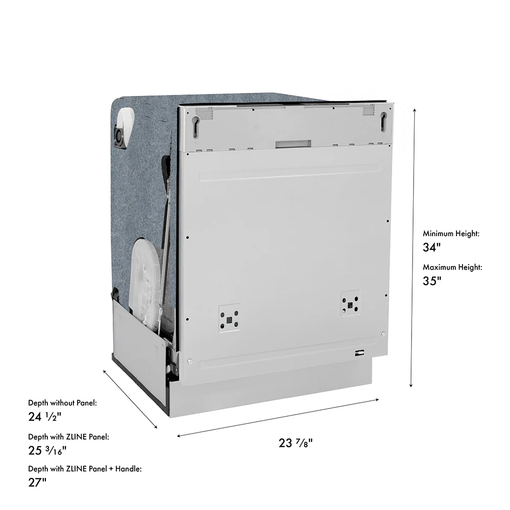 ZLINE Autograph Edition 24 in. Monument Series 3rd Rack Dishwasher with Auto Door Open Drying, 44dBa, Panel Ready with Matte Black Handle (DWMTZ-24-MB) - Image 25