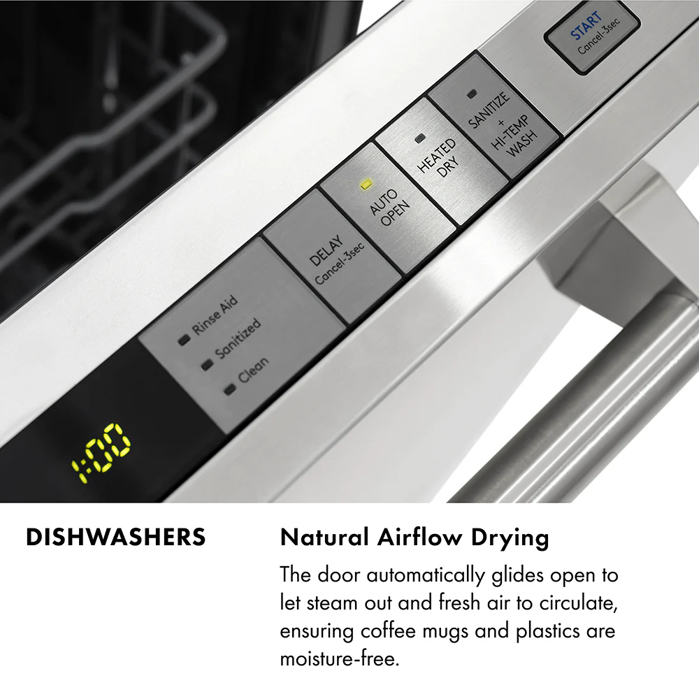 ZLINE Autograph Edition 24 in. Monument Series 3rd Rack Dishwasher with Auto Door Open Drying, 44dBa, Panel Ready with Matte Black Handle (DWMTZ-24-MB) - Image 3