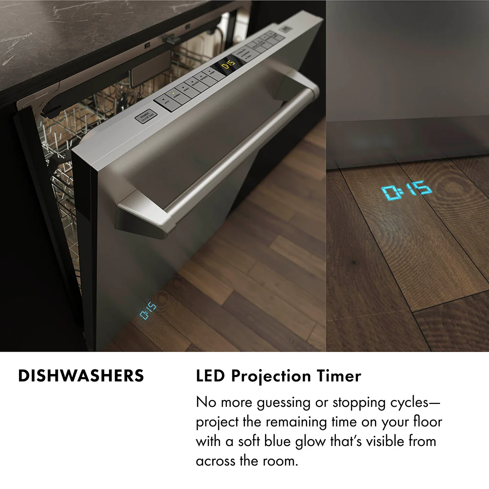 ZLINE Autograph Edition 24 in. Monument Series 3rd Rack Dishwasher with Auto Door Open Drying, 44dBa, Panel Ready with Matte Black Handle (DWMTZ-24-MB) - Image 4