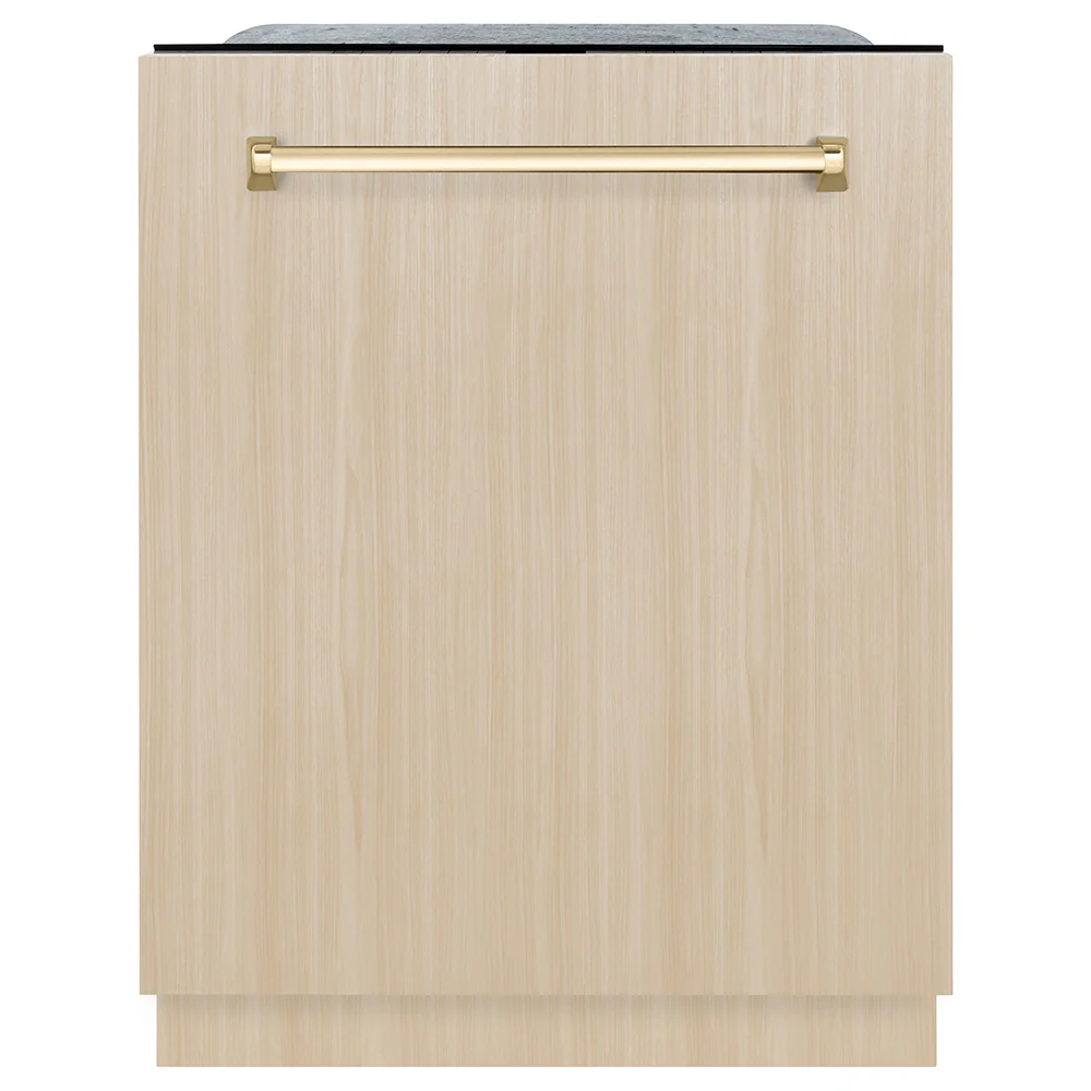 ZLINE Autograph Edition 24 in. Monument Series 3rd Rack Dishwasher with Auto Door Open Drying, 44dBa, Panel Ready with Polished Gold Handle (DWMTZ-24-G) - Image 8