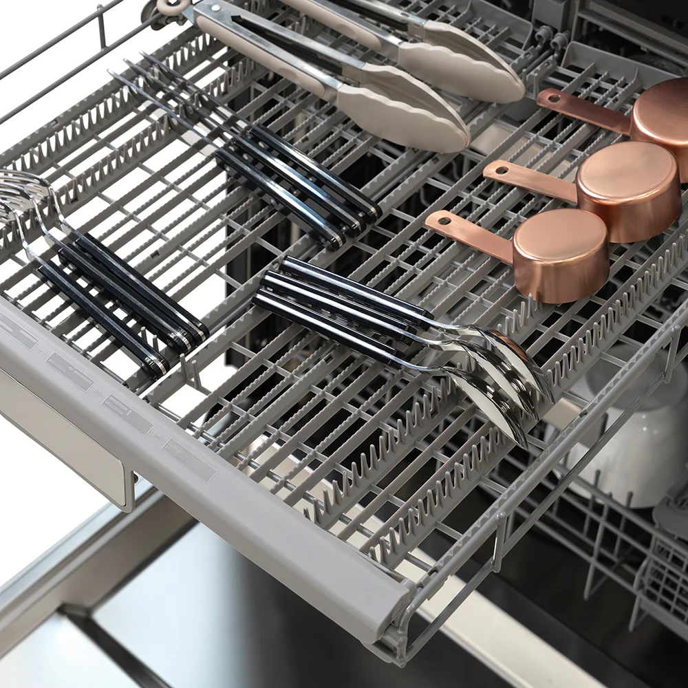 ZLINE Autograph Edition 24 in. Monument Series 3rd Rack Dishwasher with Auto Door Open Drying, 44dBa, Stainless Steel Panel with Polished Gold Helix Handle (DWMTZ-30424-KG) - Image 12