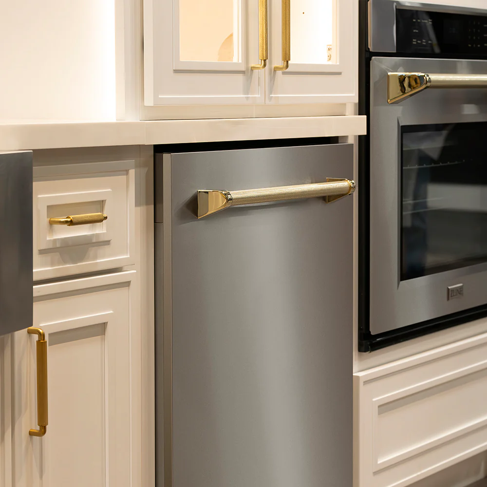 ZLINE Autograph Edition 24 in. Monument Series 3rd Rack Dishwasher with Auto Door Open Drying, 44dBa, Stainless Steel Panel with Polished Gold Helix Handle (DWMTZ-30424-KG) - Image 22