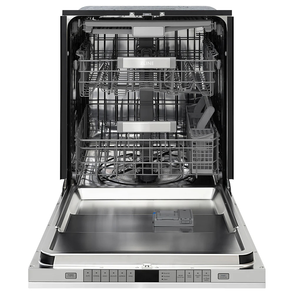 ZLINE Autograph Edition 24 in. Monument Series 3rd Rack Dishwasher with Auto Door Open Drying, 44dBa, Stainless Steel Panel with Polished Gold Helix Handle (DWMTZ-30424-KG) - Image 8
