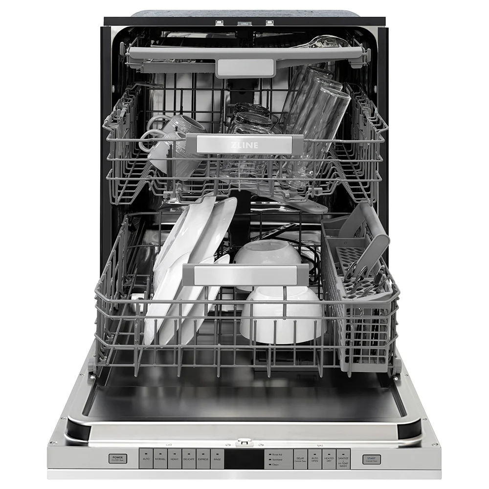 ZLINE Autograph Edition 24 in. Monument Series 3rd Rack Dishwasher with Auto Door Open Drying, 44dBa, Stainless Steel Panel with Polished Gold Helix Handle (DWMTZ-30424-KG) - Image 9